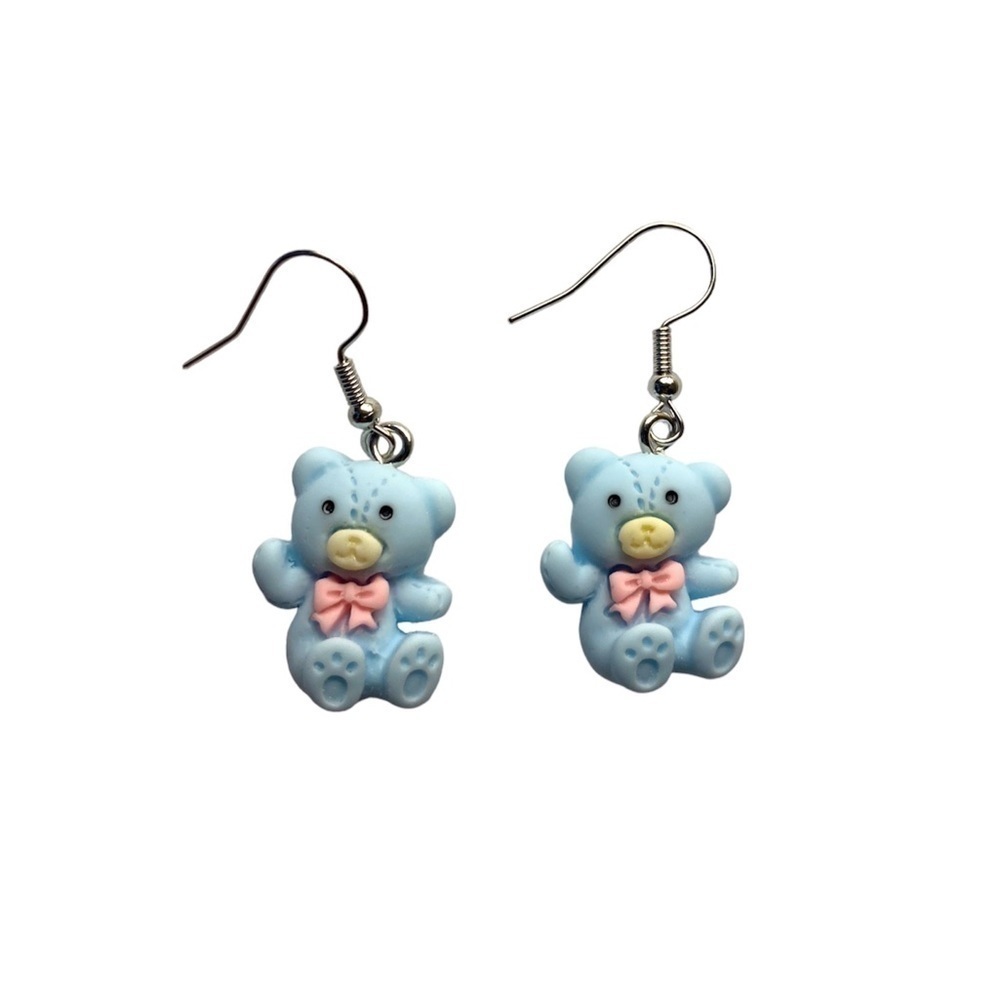 Blue Teddy Bear Earrings 🧸